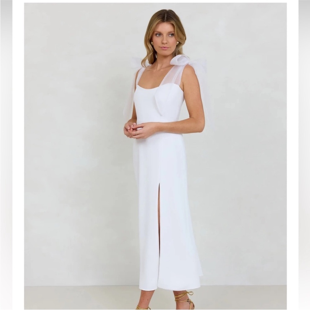 Park & Fifth Bow Sleeve Midi Bridal Dress